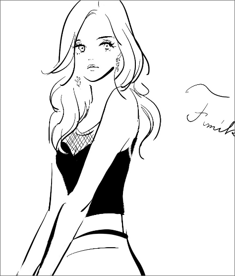 線画女性